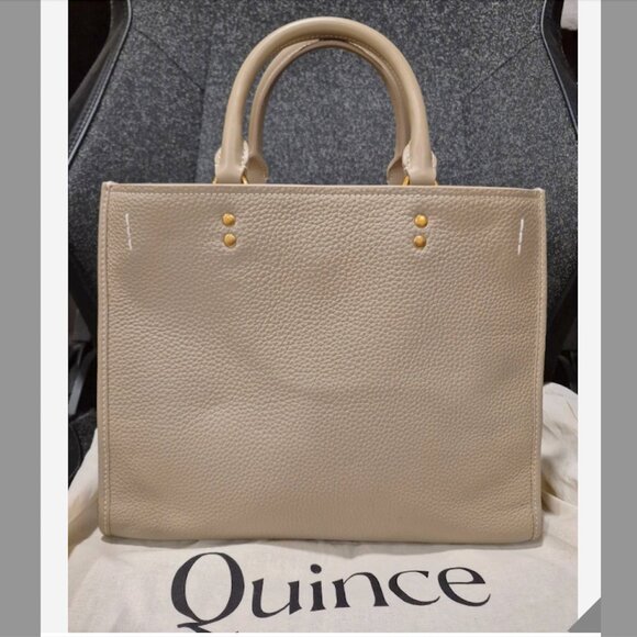 Quince Handbags - New QUINCE Italian Leather Medium Convertible Satchel Taupe 3way bag